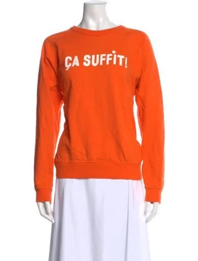 Pre-owned Clare V Graphic Print Crew Neck Sweatshirt In Orange