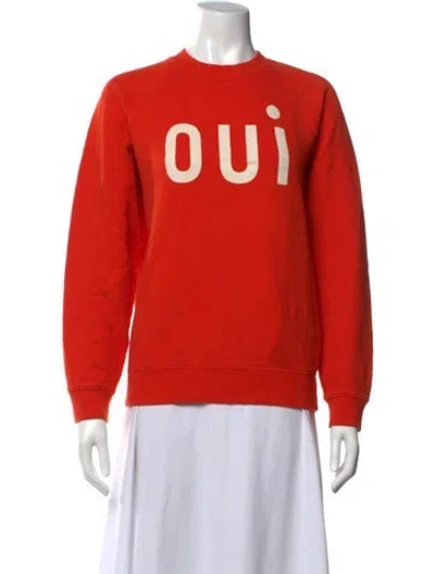 Pre-owned Clare V Graphic Print Crew Neck Sweatshirt In Orange