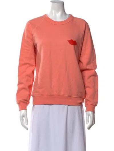 Pre-owned Clare V Graphic Print Crew Neck Sweatshirt In Orange