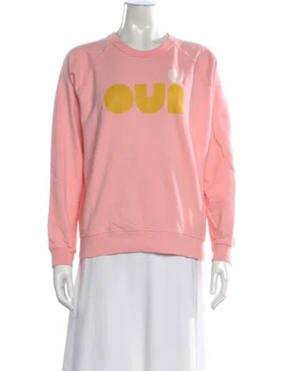 Pre-owned Clare V Graphic Print Crew Neck Sweatshirt In Pink