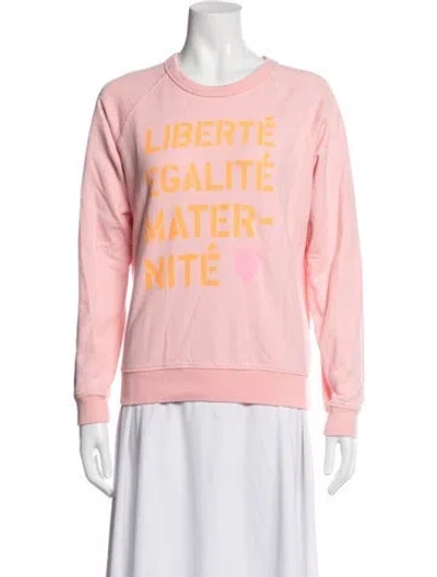 Pre-owned Clare V Graphic Print Crew Neck Sweatshirt In Pink