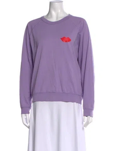 Pre-owned Clare V Graphic Print Crew Neck Sweatshirt In Purple