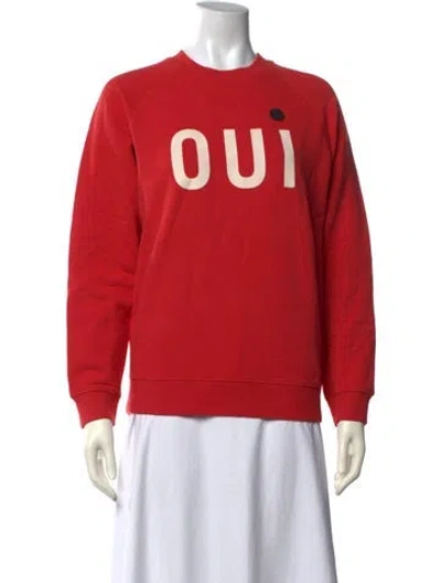 Pre-owned Clare V Graphic Print Crew Neck Sweatshirt In Red