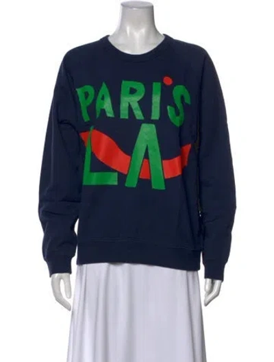 Pre-owned Clare V Graphic Print Crew Neck Sweatshirt W/ Tags In Blue