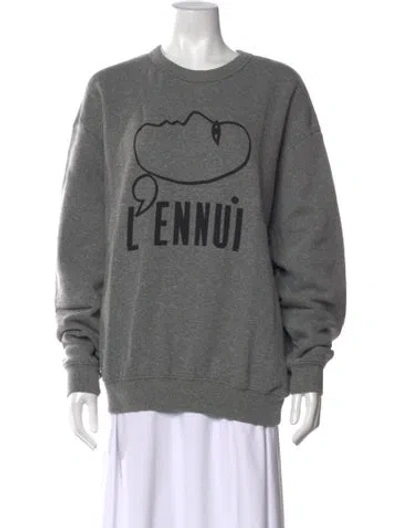 Pre-owned Clare V Graphic Print Crew Neck Sweatshirt W/ Tags In Gray