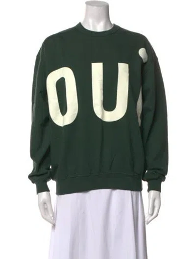 Pre-owned Clare V Graphic Print Crew Neck Sweatshirt W/ Tags In Green