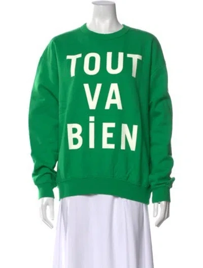 Pre-owned Clare V Graphic Print Crew Neck Sweatshirt W/ Tags In Green