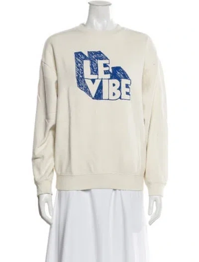 Pre-owned Clare V Graphic Print Crew Neck Sweatshirt In White