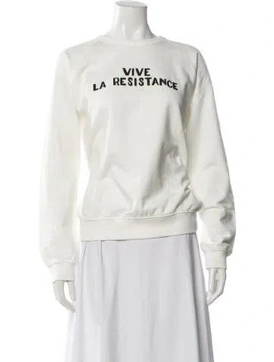 Pre-owned Clare V Graphic Print Crew Neck Sweatshirt In White