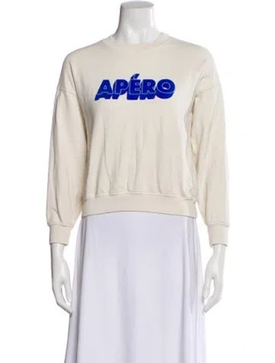 Pre-owned Clare V Graphic Print Crew Neck Sweatshirt In White