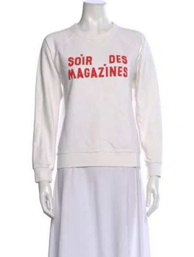 Pre-owned Clare V Graphic Print Crew Neck Sweatshirt In White