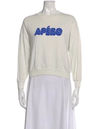 Pre-owned Clare V Graphic Print Crew Neck Sweatshirt In White