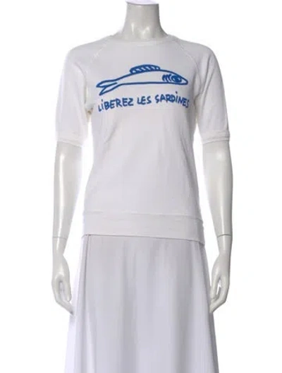 Pre-owned Clare V Graphic Print Crew Neck Sweatshirt In White