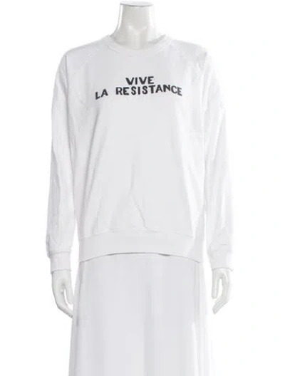 Pre-owned Clare V Graphic Print Crew Neck Sweatshirt In White