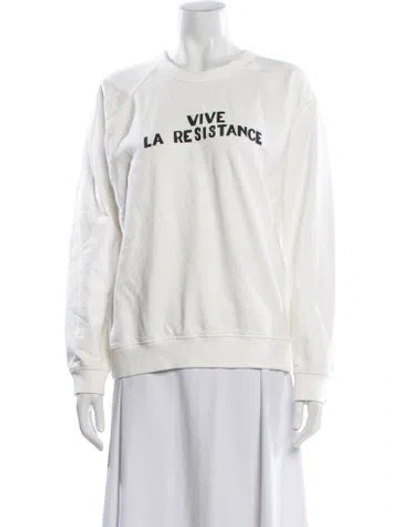 Pre-owned Clare V Graphic Print Crew Neck Sweatshirt In White