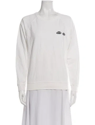 Pre-owned Clare V Graphic Print Crew Neck Sweatshirt In White
