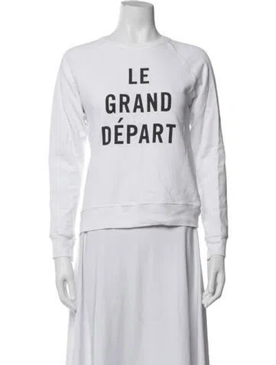 Pre-owned Clare V Graphic Print Crew Neck Sweatshirt In White