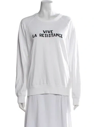 Pre-owned Clare V Graphic Print Crew Neck Sweatshirt In White