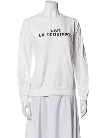 Pre-owned Clare V Graphic Print Crew Neck Sweatshirt In White