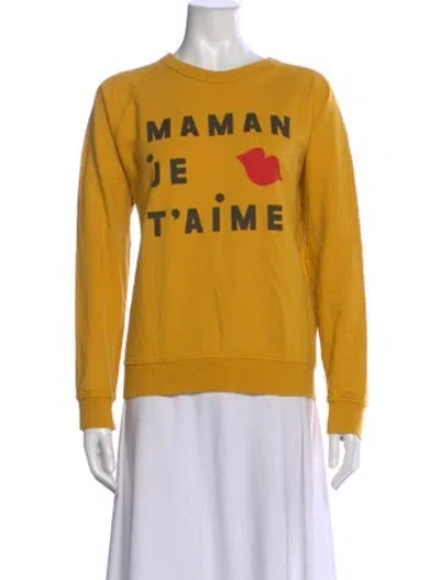 Pre-owned Clare V Graphic Print Crew Neck Sweatshirt In Yellow