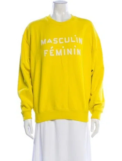 Pre-owned Clare V Graphic Print Crew Neck Sweatshirt In Yellow