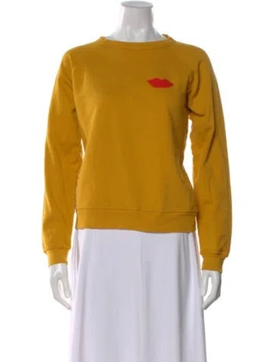 Pre-owned Clare V Graphic Print Crew Neck Sweatshirt In Yellow