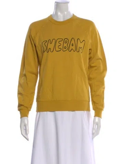 Pre-owned Clare V Graphic Print Crew Neck Sweatshirt In Yellow