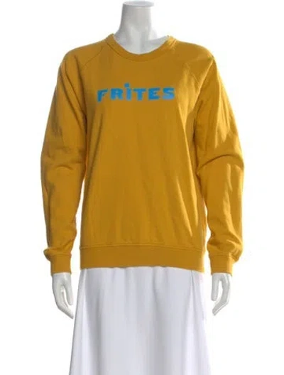Pre-owned Clare V Graphic Print Crew Neck Sweatshirt In Yellow