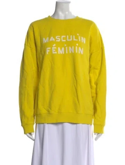 Pre-owned Clare V Graphic Print Crew Neck Sweatshirt In Yellow