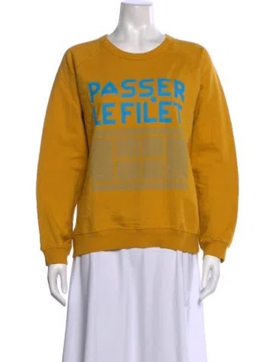 Pre-owned Clare V Graphic Print Crew Neck Sweatshirt In Yellow