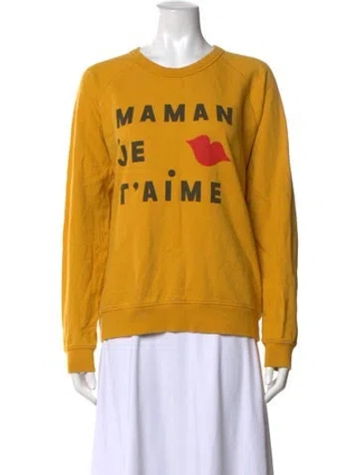 Pre-owned Clare V Graphic Print Crew Neck Sweatshirt In Yellow
