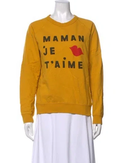 Pre-owned Clare V Graphic Print Crew Neck Sweatshirt In Yellow