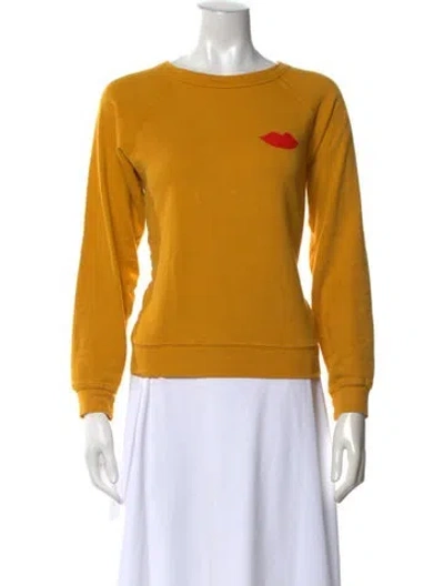 Pre-owned Clare V Graphic Print Crew Neck Sweatshirt In Yellow