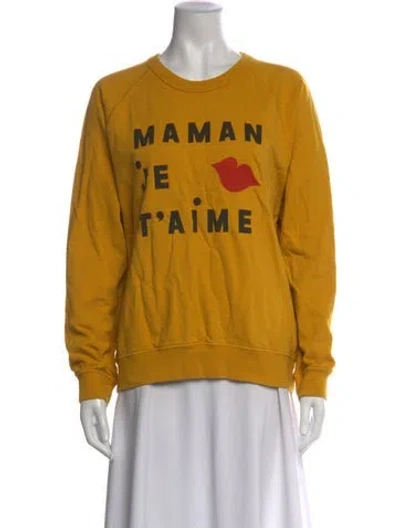 Pre-owned Clare V Graphic Print Crew Neck Sweatshirt In Yellow