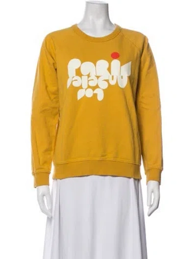 Pre-owned Clare V Graphic Print Crew Neck Sweatshirt In Yellow