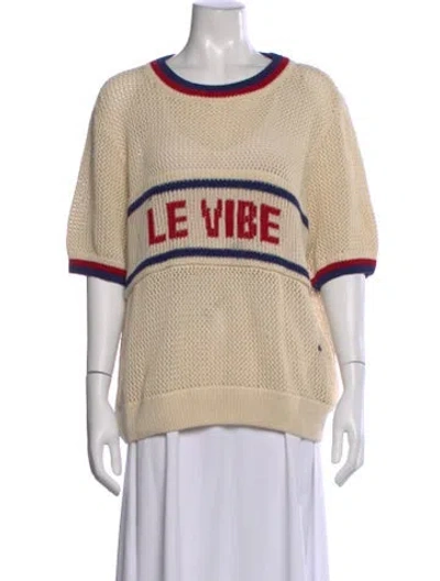 Pre-owned Clare V Graphic Print Crew Neck Top In Neutral
