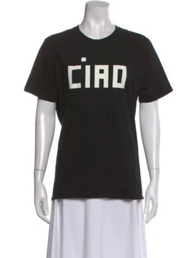 Pre-owned Clare V Graphic Print Crew Neck T-shirt In Black
