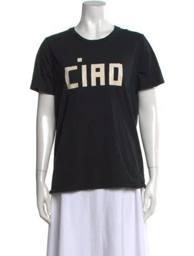 Pre-owned Clare V Graphic Print Crew Neck T-shirt In Black