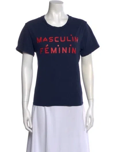 Pre-owned Clare V Graphic Print Crew Neck T-shirt In Blue