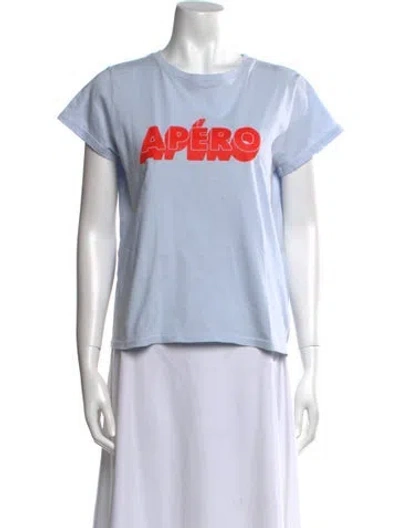 Pre-owned Clare V Graphic Print Crew Neck T-shirt In Blue