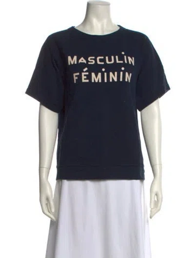 Pre-owned Clare V Graphic Print Crew Neck T-shirt In Blue