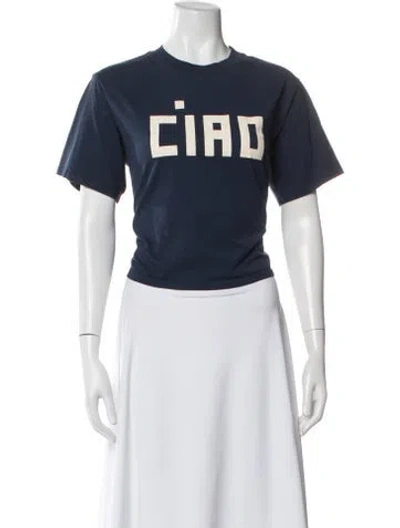 Pre-owned Clare V Graphic Print Crew Neck T-shirt In Blue