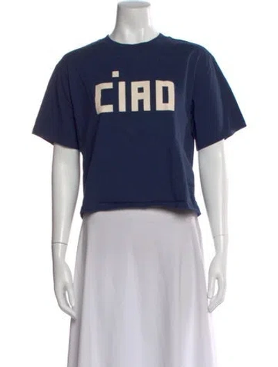 Pre-owned Clare V Graphic Print Crew Neck T-shirt In Blue
