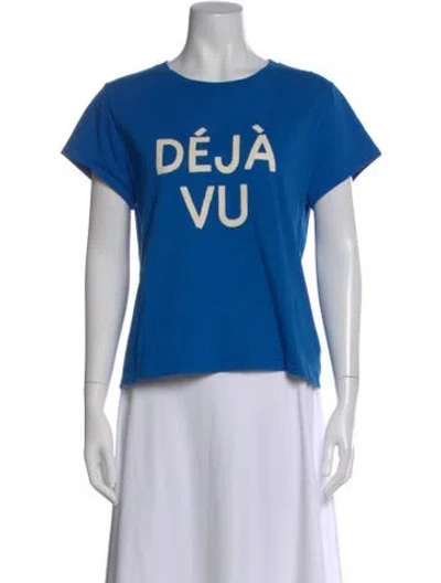 Pre-owned Clare V Graphic Print Crew Neck T-shirt In Blue