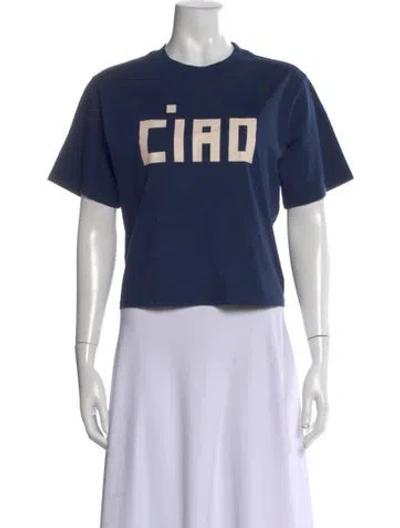 Pre-owned Clare V Graphic Print Crew Neck T-shirt In Blue