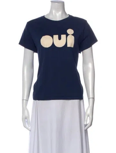 Pre-owned Clare V Graphic Print Crew Neck T-shirt In Blue