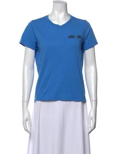 Pre-owned Clare V Graphic Print Crew Neck T-shirt In Blue