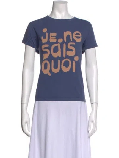 Pre-owned Clare V Graphic Print Crew Neck T-shirt In Blue