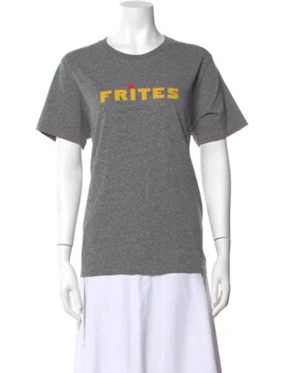 Pre-owned Clare V Graphic Print Crew Neck T-shirt In Gray