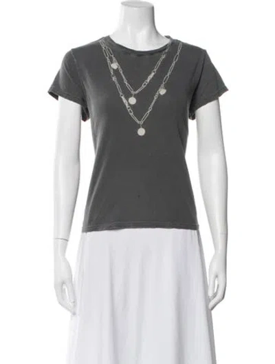 Pre-owned Clare V Graphic Print Crew Neck T-shirt In Gray